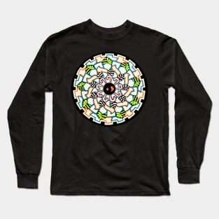 Handmade tricolor mandala art Long Sleeve T-Shirt